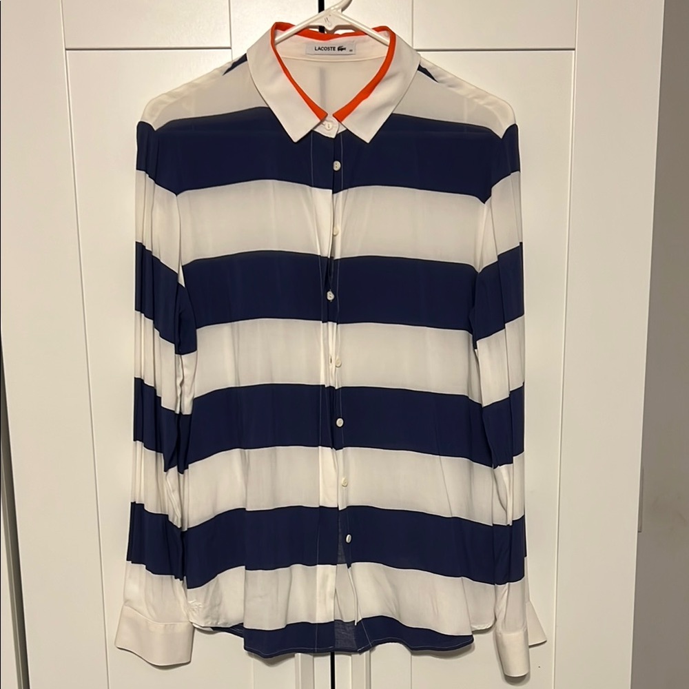 LACOSTE End Blue and White Striped Shirt